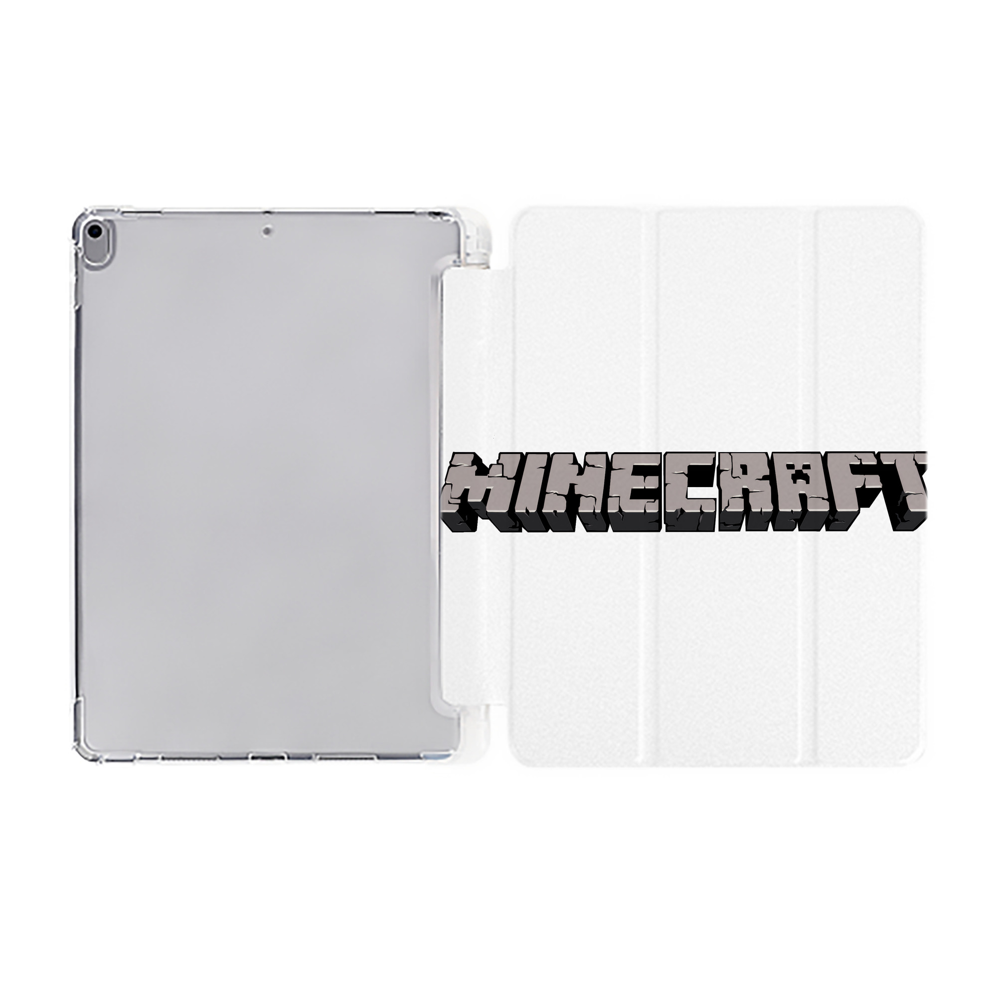 （画像用） マインクラフト ブロックの世界 Minecraft MC Block world IPad ケース ペン収納付き 三つ折りスタンド PUレザー×シリコン 対応機種9.5/10.5/10.9インチ